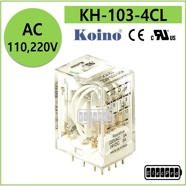 [10개단위 판매] 건흥전기 파워릴레이 KH-103-4CL (AC110V / 220V) 계전기 RELAY 건흥릴레이 일렉프로