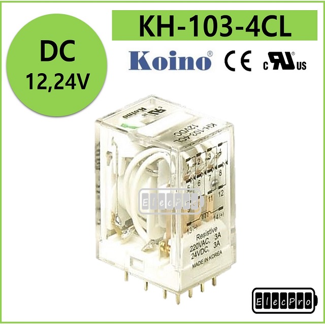 [10개단위 판매] 건흥전기 파워릴레이 KH-103-4CL (DC12/ 24V) 계전기 RELAY 건흥릴레이 일렉프로